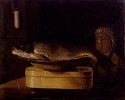 塞巴斯蒂安斯托斯科夫 - Still Life Of A carp In A Bowl Placed On A Wooden Box
